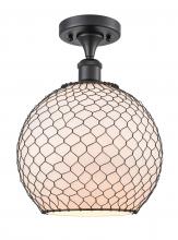  516-1C-BK-G121-10CBK - Farmhouse Chicken Wire - 1 Light - 10 inch - Matte Black - Semi-Flush Mount