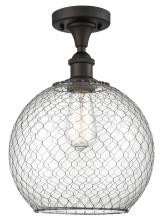  516-1C-OB-G122-10CBK - Farmhouse Chicken Wire - 1 Light - 10 inch - Oil Rubbed Bronze - Semi-Flush Mount