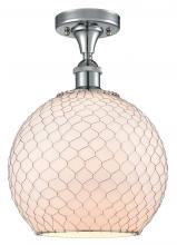  516-1C-PC-G121-10CSN - Farmhouse Chicken Wire - 1 Light - 10 inch - Polished Chrome - Semi-Flush Mount