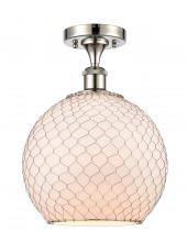  516-1C-PN-G121-10CSN - Farmhouse Chicken Wire - 1 Light - 10 inch - Polished Nickel - Semi-Flush Mount