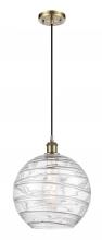  516-1P-AB-G1213-12 - Athens Deco Swirl - 1 Light - 12 inch - Antique Brass - Cord hung - Mini Pendant