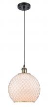  516-1P-BAB-G121-10CSN - Farmhouse Chicken Wire - 1 Light - 10 inch - Black Antique Brass - Cord hung - Mini Pendant