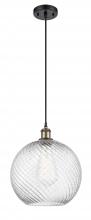  516-1P-BAB-G1214-12 - Athens Twisted Swirl - 1 Light - 12 inch - Black Antique Brass - Cord hung - Mini Pendant