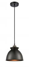  516-1P-BAB-M14-BK-LED - Adirondack - 1 Light - 8 inch - Black Antique Brass - Cord hung - Mini Pendant