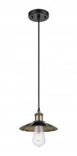  516-1P-BAB-M17-BK - Scallop - 1 Light - 8 inch - Black Antique Brass - Cord Hung - Mini Pendant