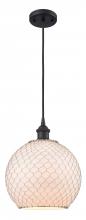  516-1P-BK-G121-10CSN-LED - Farmhouse Chicken Wire - 1 Light - 10 inch - Matte Black - Cord hung - Mini Pendant