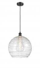  516-1P-BK-G1213-14 - Athens Deco Swirl - 1 Light - 14 inch - Matte Black - Cord hung - Pendant