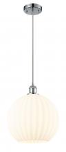  516-1P-PC-G1217-12WV - White Venetian - 1 Light - 12 inch - Polished Chrome - Cord Hung - Mini Pendant