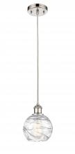  516-1P-PN-G1213-6 - Athens Deco Swirl - 1 Light - 6 inch - Polished Nickel - Cord hung - Mini Pendant