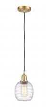  516-1P-SG-G1013 - Belfast - 1 Light - 6 inch - Satin Gold - Cord hung - Mini Pendant