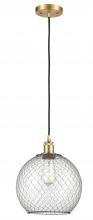  516-1P-SG-G122-10CBK - Farmhouse Chicken Wire - 1 Light - 10 inch - Satin Gold - Cord hung - Mini Pendant