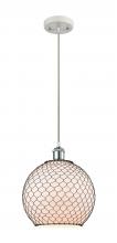  516-1P-WPC-G121-10CBK - Farmhouse Chicken Wire - 1 Light - 10 inch - White Polished Chrome - Cord hung - Mini Pendant