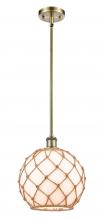  516-1S-AB-G121-10RB - Farmhouse Rope - 1 Light - 10 inch - Antique Brass - Mini Pendant