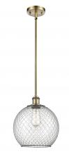  516-1S-AB-G122-10CBK - Farmhouse Chicken Wire - 1 Light - 10 inch - Antique Brass - Mini Pendant