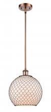  516-1S-AC-G121-10CBK - Farmhouse Chicken Wire - 1 Light - 10 inch - Antique Copper - Mini Pendant