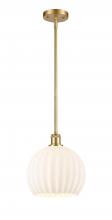  516-1S-SG-G1217-10WV - White Venetian - 1 Light - 10 inch - Satin Gold - Mini Pendant