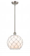  516-1S-SN-G121-10RW - Farmhouse Rope - 1 Light - 10 inch - Brushed Satin Nickel - Mini Pendant