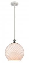  516-1S-WPC-G121-10CSN-LED - Farmhouse Chicken Wire - 1 Light - 10 inch - White Polished Chrome - Mini Pendant