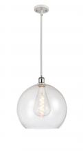  516-1S-WPC-G124-14 - Athens - 1 Light - 14 inch - White Polished Chrome - Pendant