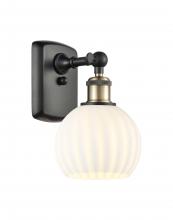  516-1W-BAB-G1217-6WV - White Venetian - 1 Light - 6 inch - Black Antique Brass - Sconce