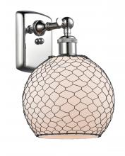  516-1W-PC-G121-8CBK - Farmhouse Chicken Wire - 1 Light - 8 inch - Polished Chrome - Sconce