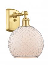  516-1W-SG-G121-8CSN - Farmhouse Chicken Wire - 1 Light - 8 inch - Satin Gold - Sconce