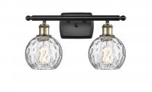  516-2W-BAB-G1215-6 - Athens Water Glass - 2 Light - 16 inch - Black Antique Brass - Bath Vanity Light