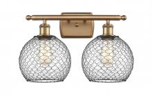  516-2W-BB-G122-8CBK - Farmhouse Chicken Wire - 2 Light - 18 inch - Brushed Brass - Bath Vanity Light