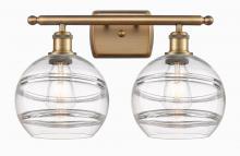  516-2W-BB-G556-8CL - Rochester - 2 Light - 18 inch - Brushed Brass - Bath Vanity Light