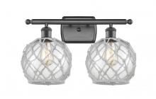  516-2W-OB-G122-8RW - Farmhouse Rope - 2 Light - 18 inch - Oil Rubbed Bronze - Bath Vanity Light