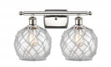  516-2W-PN-G122-8RW - Farmhouse Rope - 2 Light - 18 inch - Polished Nickel - Bath Vanity Light