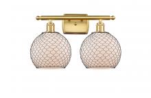  516-2W-SG-G121-8CBK - Farmhouse Chicken Wire - 2 Light - 18 inch - Satin Gold - Bath Vanity Light