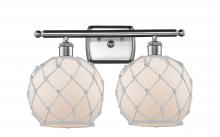  516-2W-SN-G121-8RW - Farmhouse Rope - 2 Light - 18 inch - Brushed Satin Nickel - Bath Vanity Light