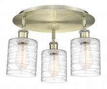  516-3C-AB-G1113 - Cobbleskill - 3 Light - 17 inch - Antique Brass - Flush Mount