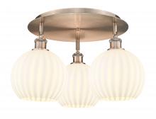  516-3C-AC-G1217-8WV - White Venetian - 3 Light - 20 inch - Antique Copper - Flush Mount