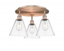 Innovations Lighting 516-3C-AC-GBC-82 - Berkshire - 3 Light - 20 inch - Antique Copper - Flush Mount