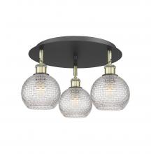  516-3C-BAB-G122C-6CL - Athens - 3 Light - 18 inch - Black Antique Brass - Flush Mount