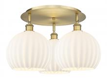  516-3C-BB-G1217-10WV - White Venetian - 3 Light - 22 inch - Brushed Brass - Flush Mount