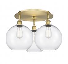  516-3C-BB-G122-10 - Athens - 3 Light - 22 inch - Brushed Brass - Flush Mount