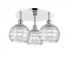  516-3C-PN-G1213-8 - Athens Deco Swirl - 3 Light - 20 inch - Polished Nickel - Flush Mount