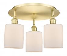  516-3C-SG-G111 - Cobbleskill - 3 Light - 17 inch - Satin Gold - Flush Mount