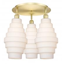  516-3C-SG-G671-8 - Cascade - 3 Light - 20 inch - Satin Gold - Flush Mount