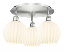  516-3C-SN-G1217-8WV - White Venetian - 3 Light - 20 inch - Satin Nickel - Flush Mount