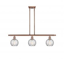  516-3I-AC-G1215-6 - Athens Water Glass - 3 Light - 36 inch - Antique Copper - Cord hung - Island Light