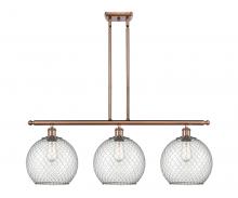  516-3I-AC-G122-10CBK - Large Farmhouse Chicken Wire 3 Light Island Light