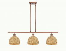  516-3I-AC-RBD-8-NAT - Woven Rattan - 3 Light - 36 inch - Antique Copper - Multi Pendant