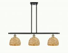  516-3I-BAB-RBD-8-NAT - Woven Rattan - 3 Light - 36 inch - Black Antique Brass - Multi Pendant