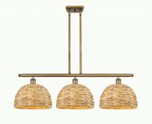  516-3I-BB-RBD-12-NAT - Woven Rattan - 3 Light - 39 inch - Brushed Brass - Multi Pendant