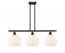  516-3I-BK-G1217-10WV - White Venetian - 3 Light - 37 inch - Matte Black - Stem Hung - Island Light