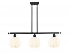  516-3I-BK-G1217-8WV - White Venetian - 3 Light - 36 inch - Matte Black - Stem Hung - Island Light